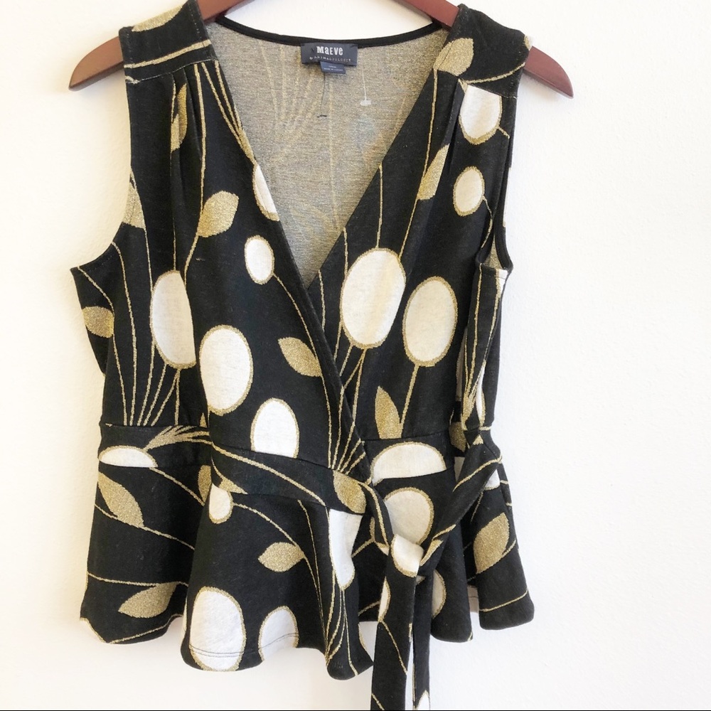 Anthropologie Black and Gold Wrap Top - Picture 12 of 17